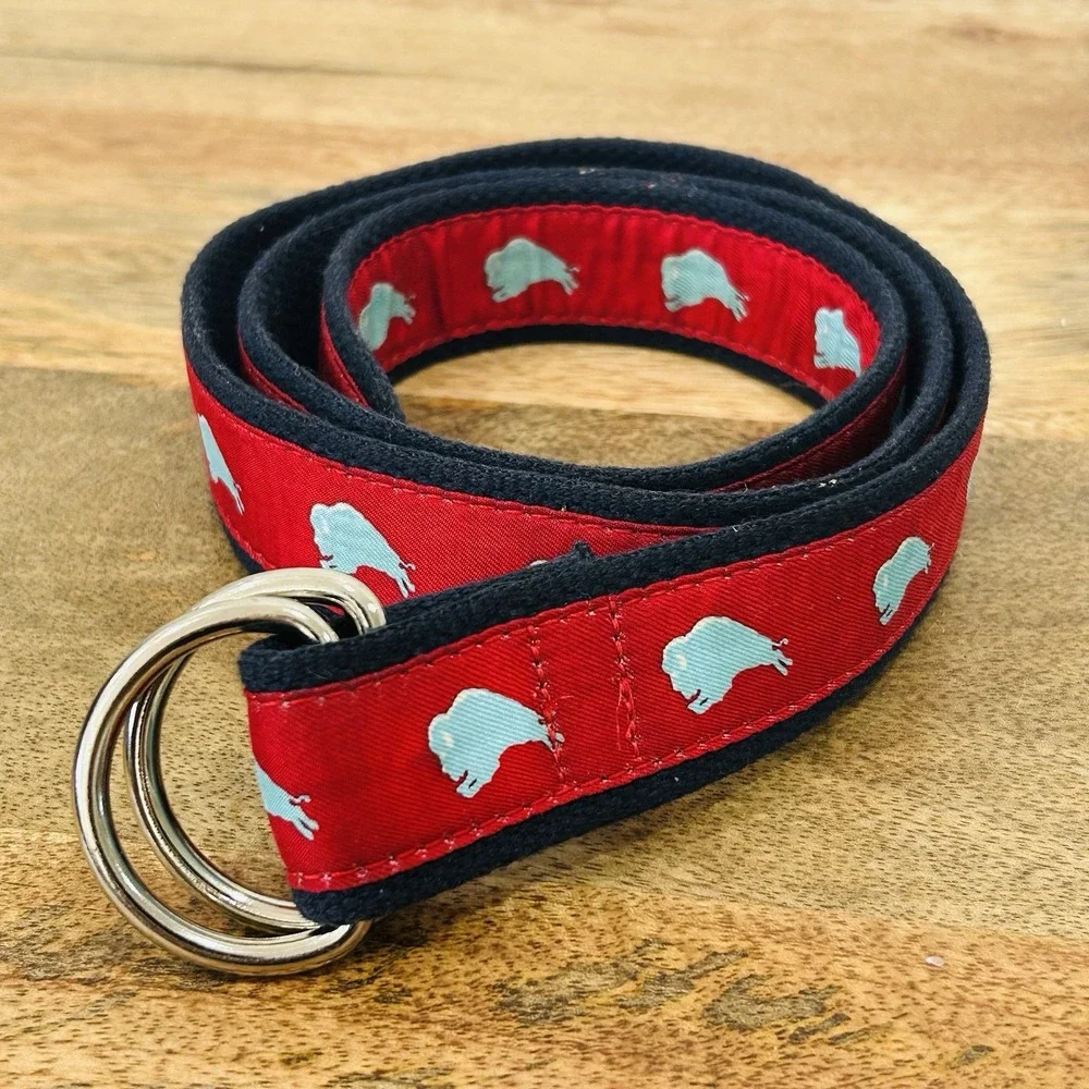 Vineyard Vines  Buffalo Navy Red D-Ring Belt Large